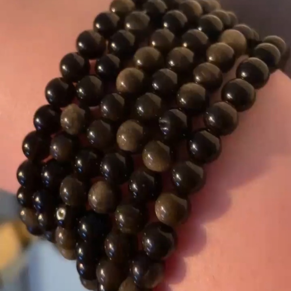 Gold sheen obsidian crystal bracelet